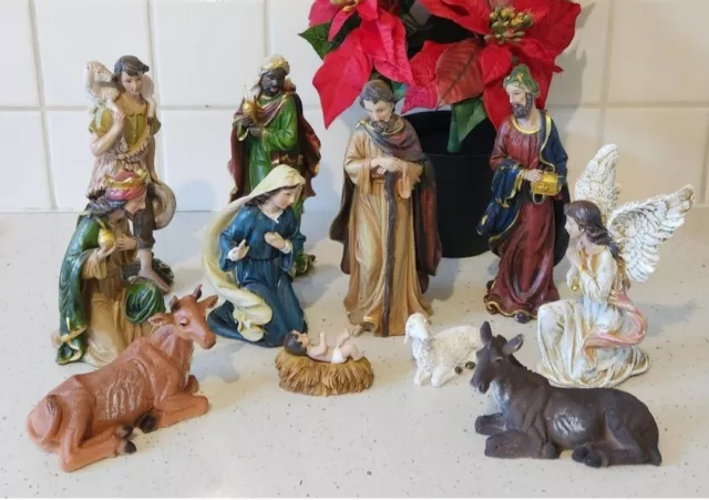11 Piece Religious Christmas XMAS Nativity Figure Set 20cm Resin Figurine Statue