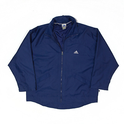 Vintage ADIDAS Jacket Blue 90s Hooded Shell Mens L