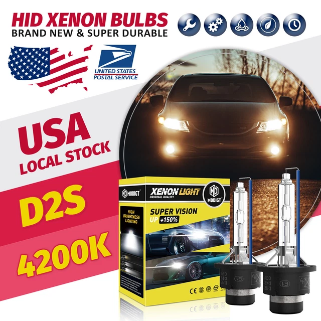 2Pcs D2S 4200K HID Xenon Replacement Low/High Beam Headlight Lamp Bulbs White