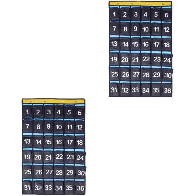 2pcs Numbered Pocket Chart Classroom Pocket Chart Classroom Phone Organizer for