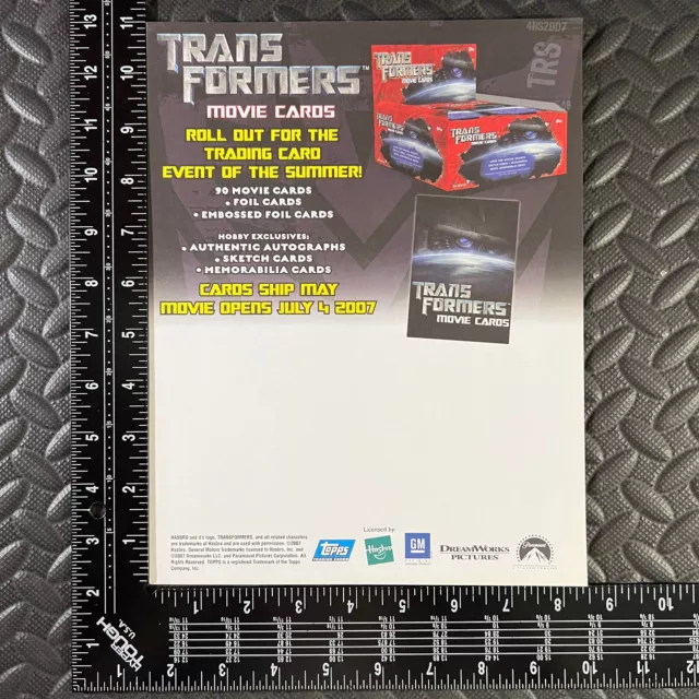 Transformers Movie Trading Cards Promo Tab Sell Half Sheet Flyer Ad Topps 2007
