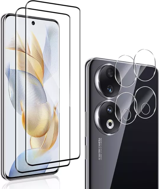 2X 3D Schutzglas ( Display + Kamera ) für Honor 90 Display Full Panzerfolie 9H