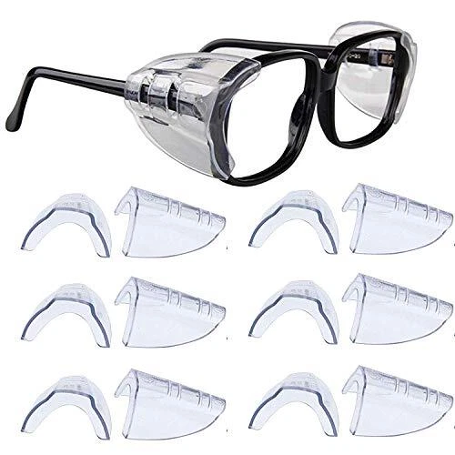 Tooya 6 Pair Safety Eye Glasses Side Shields Clear Flexible Slip On Shield Fi...