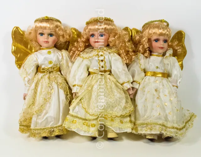Heritage Signature Collection Trio of Angels Three Gold Blonde Christmas Dolls