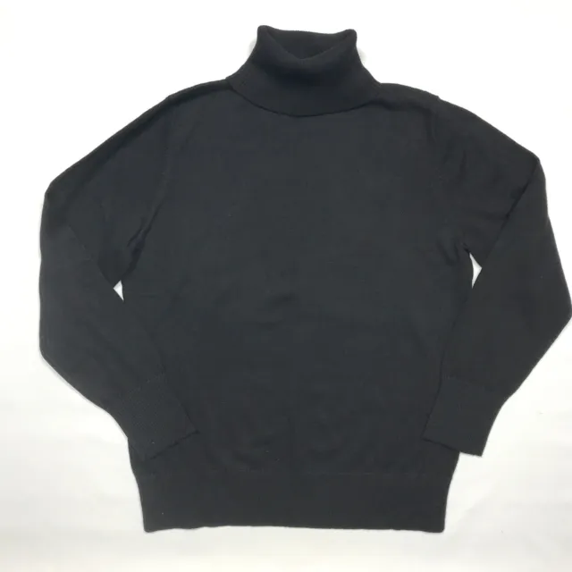 L.L. Bean Black Turtleneck Cotton Cashmere Pullover Sweater Womens Medium Petite