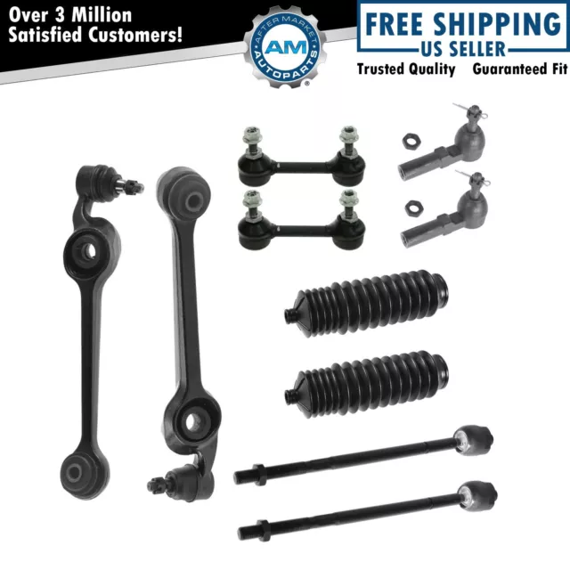 10 Piece Steering & Suspension Kit Control Arms Tie Rods Sway Bar End Links New