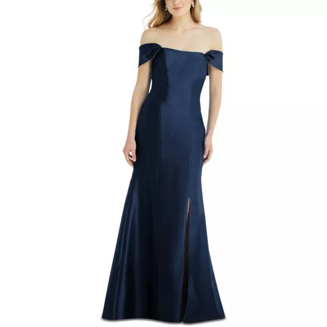 ALFRED SUNG WOMENS Blue Taffeta Sleeveless Evening Dress Gown Plus 18 ...