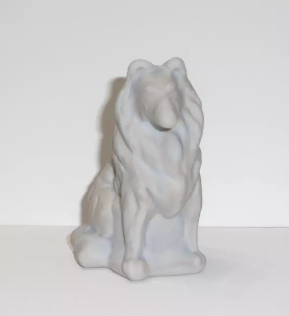 Mosser Glass Gray Marble Satin Collie Dog Sheltie Figurine Made In USA