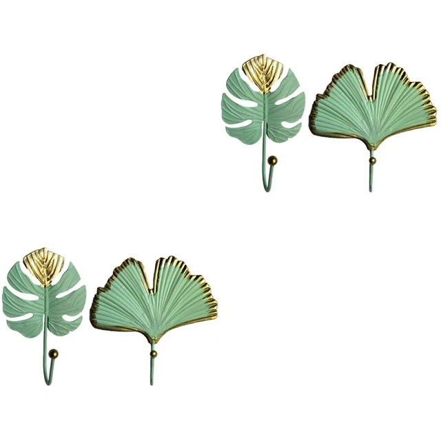 2pcs Decorative Leaves Hooks Keys Hanger Towel Hooks Coat plant mounted coat Ha