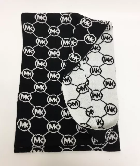 New Michael Kors Knitted Fabric White+Black,Mk Logo,Infinity,Loop Scarf,Shawl