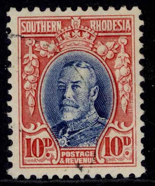 SOUTHERN RHODESIA GV SG22a, 10d blue & scarlet, FINE USED. Cat £15. PERF 11½