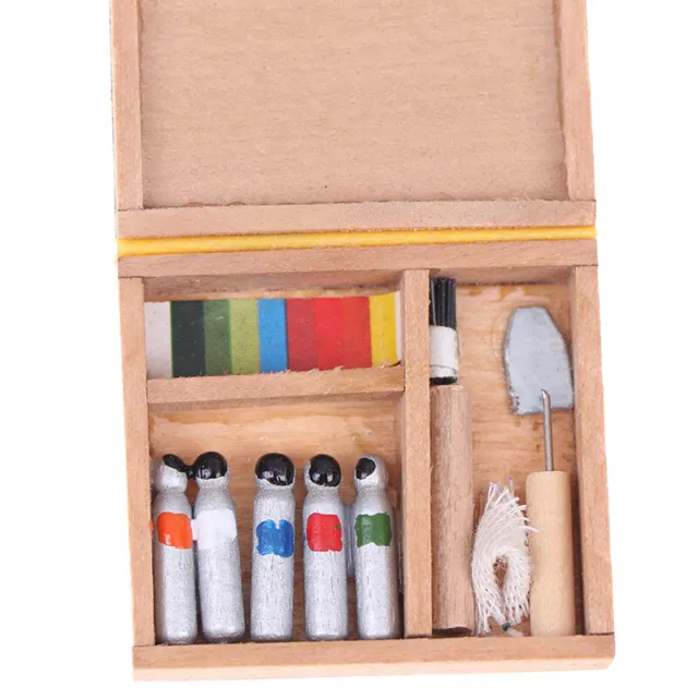 1:12 Dollhouse Miniature Artist Paint Pen Wood Box Model Toys Dolls Accessorit1