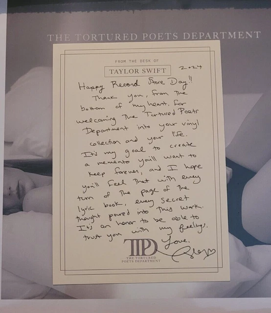 TAYLOR SWIFT THE Tortured Poets Department Ghosted White Rsd 2024 Thank