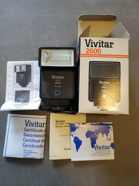 Vivitar 2600 Auto Electronic Flash With Cord, Box & Instructions