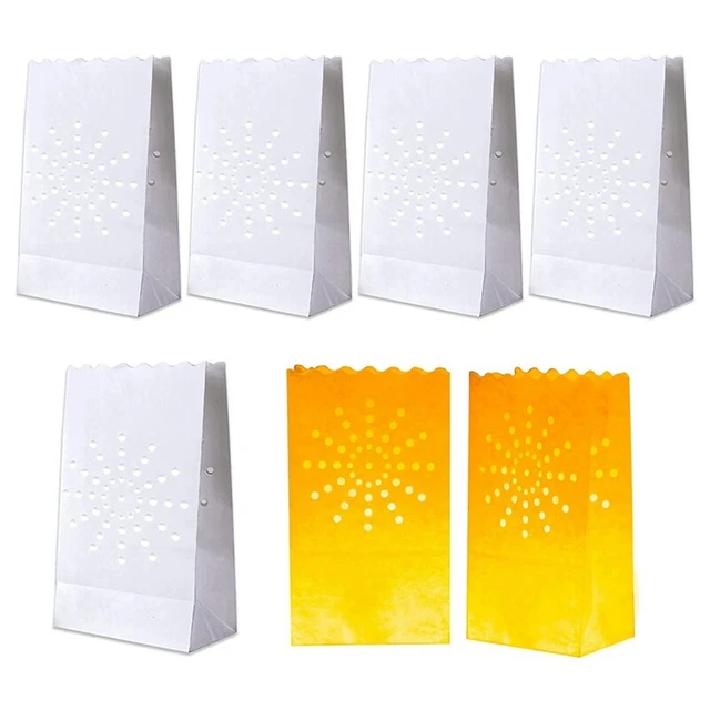 4X(50 Piezas Bolsas de Luminarias Blancas, Bolsas de Velas Resistentes al Fueg8)