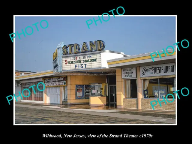 OLD LARGE HISTORIC PHOTO OF WILDWOOD NEW JERSEY THE STRAND MOVIE THEATER c1970