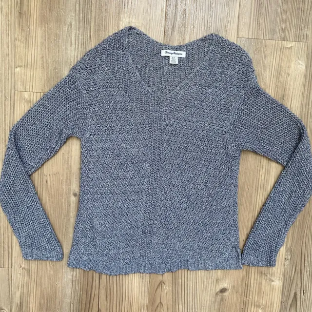 Tommy Bahama - Women's Loose Knit Long Sleeve V-Neck Sweater Gray - Size S