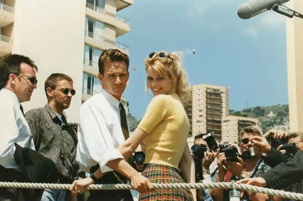 Claudia Schiffer and Luke Perry at the MTV Awards in Monte Carlo, - Old Photo