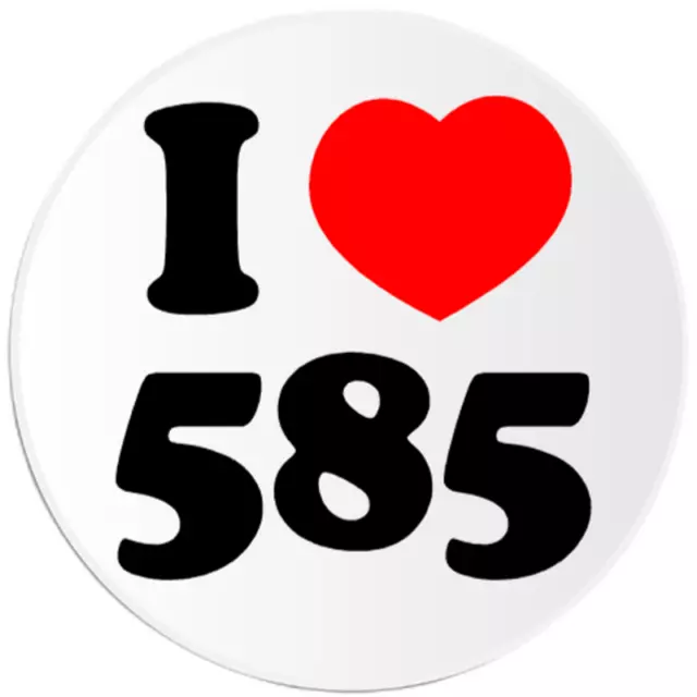 I Love 585 - Circle Sticker Decal 3 Inch - Area Code Born Raised Rochester NY