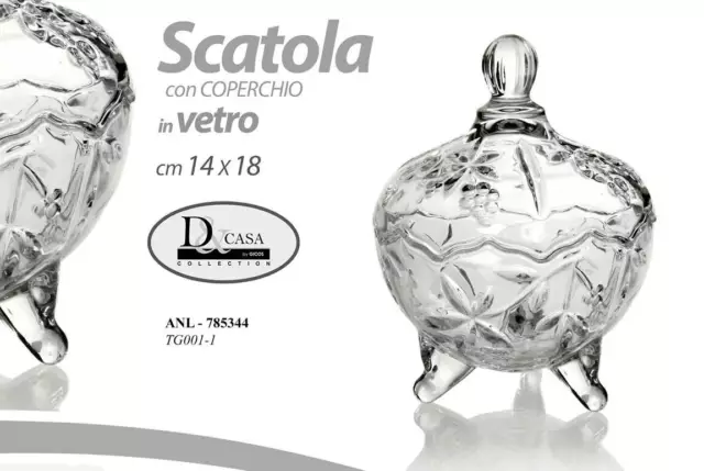 SCATOLA VETRO TRASPARENTE Con Coperchio Porta Cioccolatini 14*18 Cm  Anl-785344 EUR 7,90 - PicClick IT