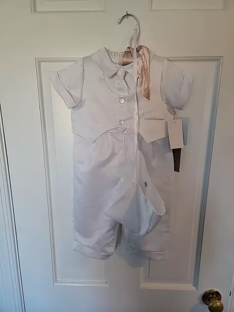 Baby Boy Christening Baptism White 3Pc Outfit 12m Nwt