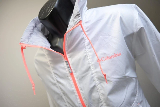 Columbia Windbreaker Jacket White Light Weight Hiking Womens Sz Medium