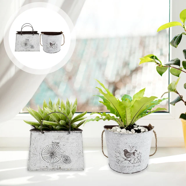 2pcs Sukkulenten Topf Eisen Pflanzer Hängen Eisen Pflanzer