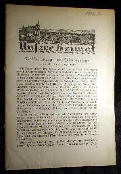 Unsere Heimat. - Neue Folge Jahrgang II., 1929, Nr. 1 - Monatsblatt des Vereines