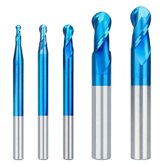 5/7/8 pc Carbide CNC Engraving Router Bit Ball Nose End Mill 2 Flute Milling Bit