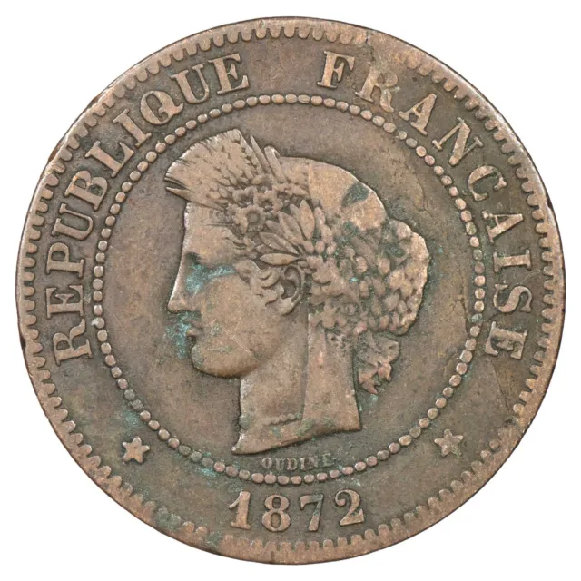 France 5 centimes Cérès 1872 A Paris bronze - F.118/4 Gad.157 KM.821 monnaie
