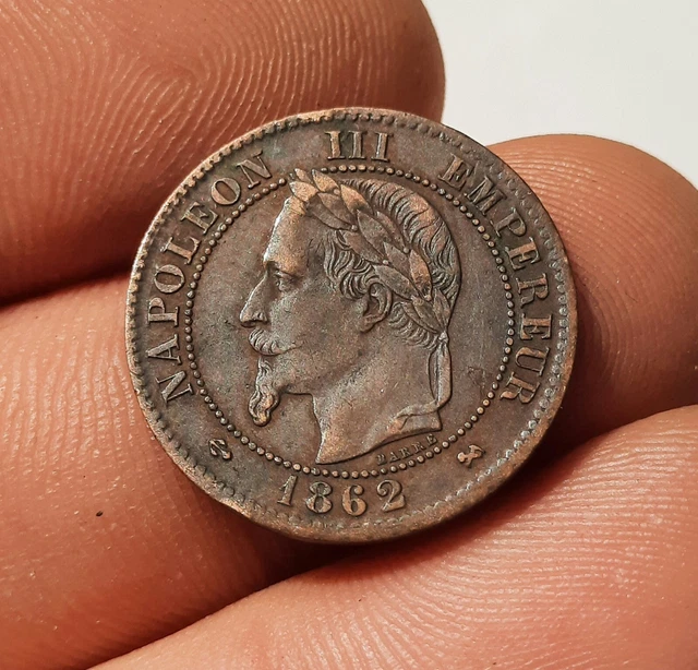 2 Centimes 1862 K Bordeaux, NAPOLÉON III,  Tête Laurée