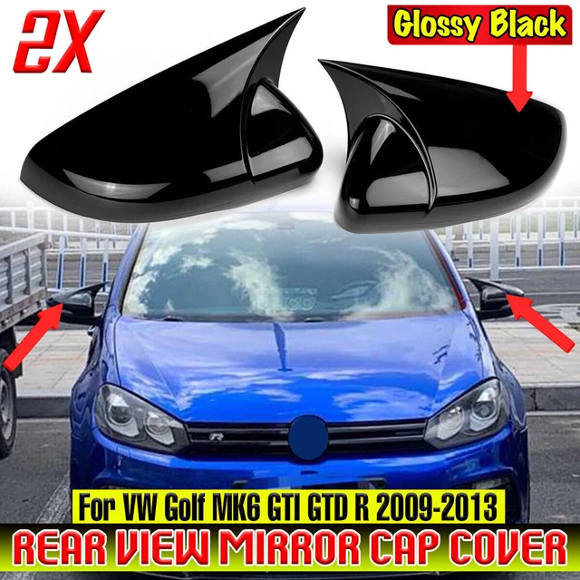 For VW Golf MK6 GTI GTD R 2009-2013 GLOSS BLACK WING MIRROR COVER CAPS CASE UK1