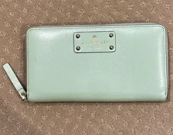 Kate Spade New York Wellesley Neda Zip Around Leather Wallet in MINT GREEN