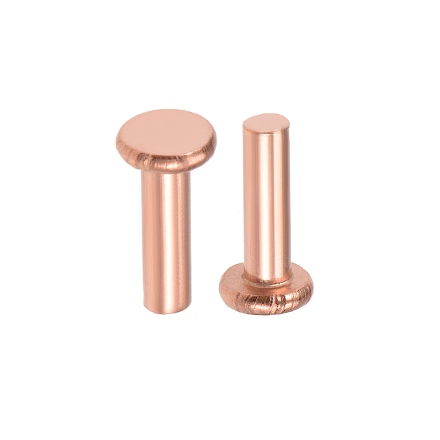50Pcs 1/8"x25/64" Tête plate Cuivre Rivets solides attaches