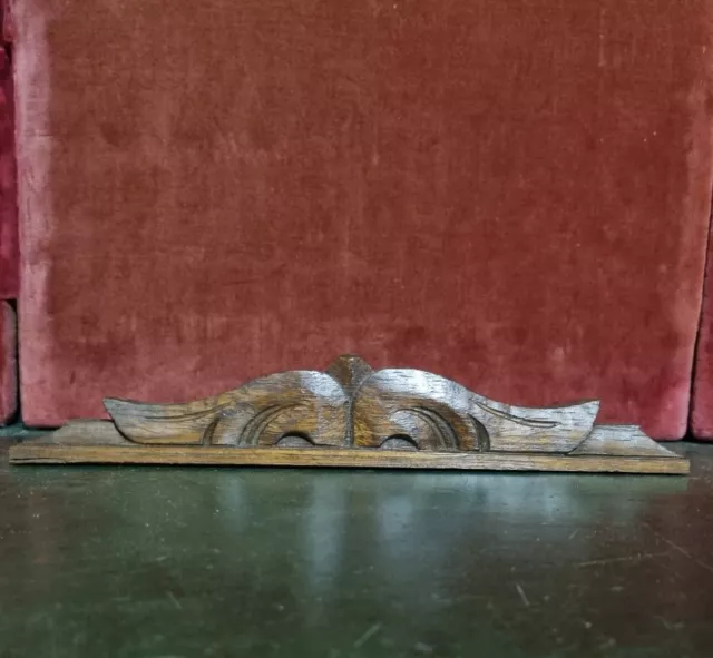 Pediment with scroll leaf Wood carving Antique French architectural salvage 11.3
