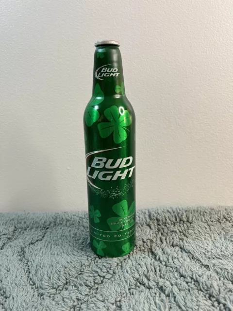 BUD LIGHT Limited Edition St. PATRICK DAY Aluminum 16 oz beer bottle / BUDWEISER