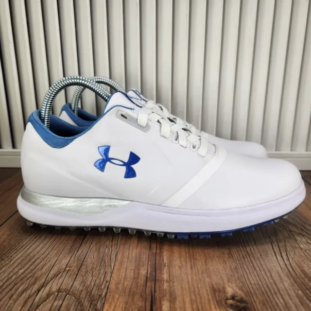 Under Armour UA Golf Womens Sz 8 White Blue Spikeless Performance Sneakers Shoes