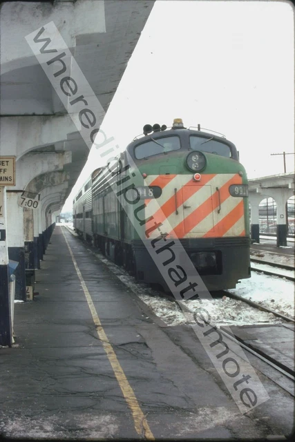 Original Slide Burlington Northern BN 9918 EMD E9AM Aurora ILL 2-1980