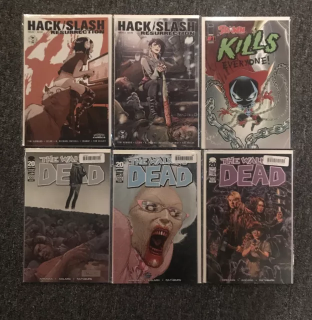 Image Lot Walking Dead #100 variants + Hack Slash Resurrection + Spawn Kills 1