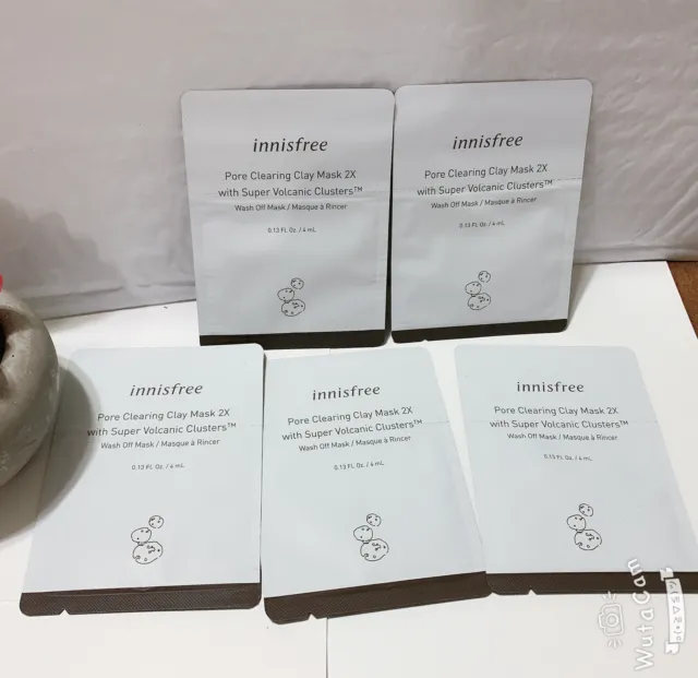 X5 New Innisfree Pore Clearing Clay Mask, 0.13 fl Oz/ 4 ml Samples Made in Korea