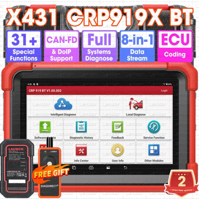 2024 LAUNCH X431 CRP919X BT Elite OBD2 Scanner Car Diagnostic Tool Key Coding