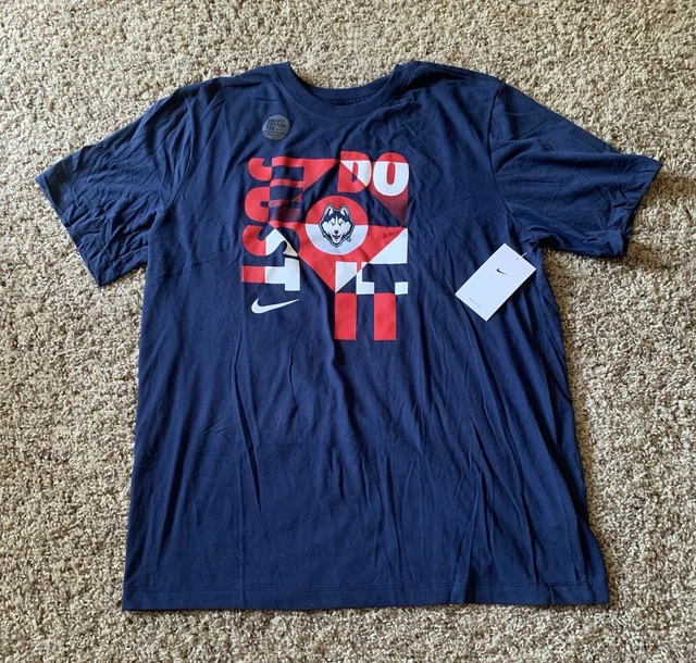 New Nike Dri-Fit Connecticut Huskies Shirt Large Athletic UCONN Just Do It Blue