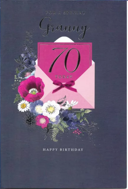 Special Granny 70Th Birthday Greeting Card 9"X6" Flowers