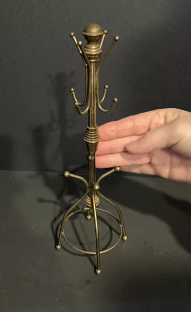 Vintage Brass Salesman Sample Coat Rack 11.5” Tall Great For Jewelry