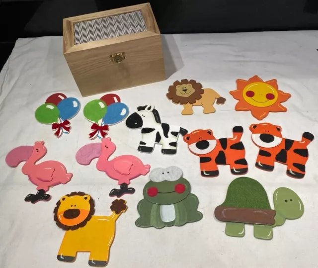 Figuras pintadas de animales de madera plantillas plantillas con fieltro 9 cm artesanías de Lara