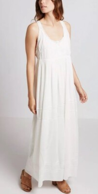 Current/Elliott The Lace Cotton Maxi Dress White Ivory Sz 2 USA Sz M