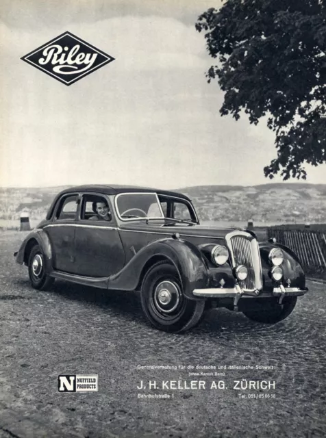 Sportwagen Riley 2,5 Liter XL Reklame Schweiz 1950 Keller Zürich Werbung