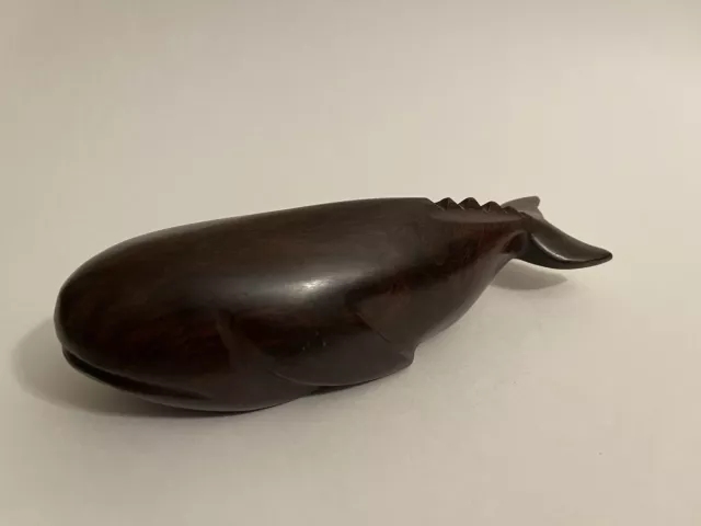 Vintage Solid Ironwood Whale Sculpture Hand Carved 8"L 2"H 3"W 3