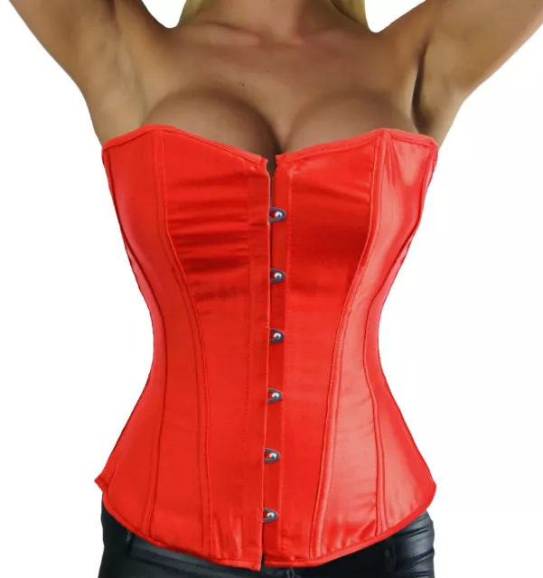 Sexy Korsage Rot Glatt Vollbrust Corsage Korsett Bustier Top Gr. XS-L NEU