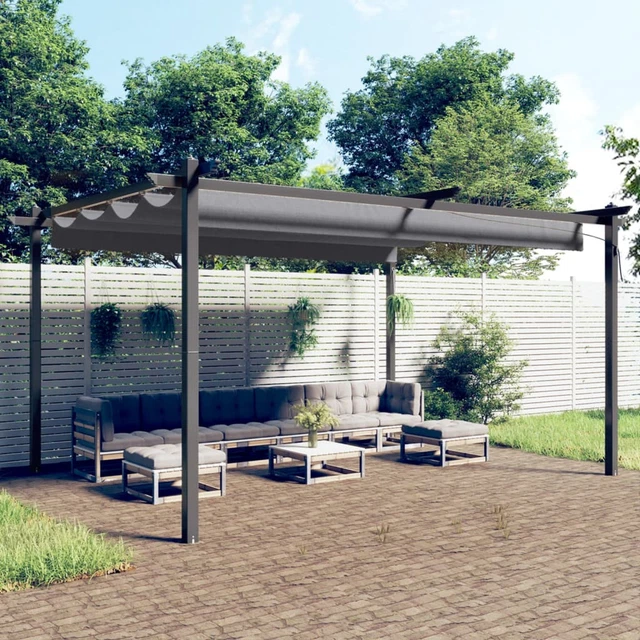 Pavillon mit Ausziehbarem Dach 4x3 m Anthrazit T7Z3